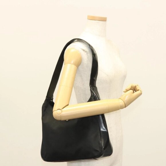 PRADA Shoulder Bag Nylon Black Silver Auth - Picture 1 of 16